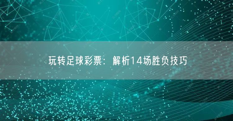 玩转足球彩票:解析14场胜负技巧