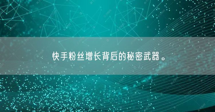 快手粉丝增长背后的秘密武器。