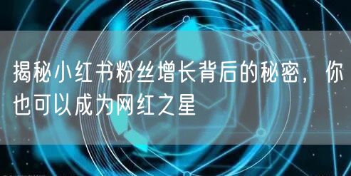 揭秘小红书粉丝增长背后的秘密,你也可以成为网红之星