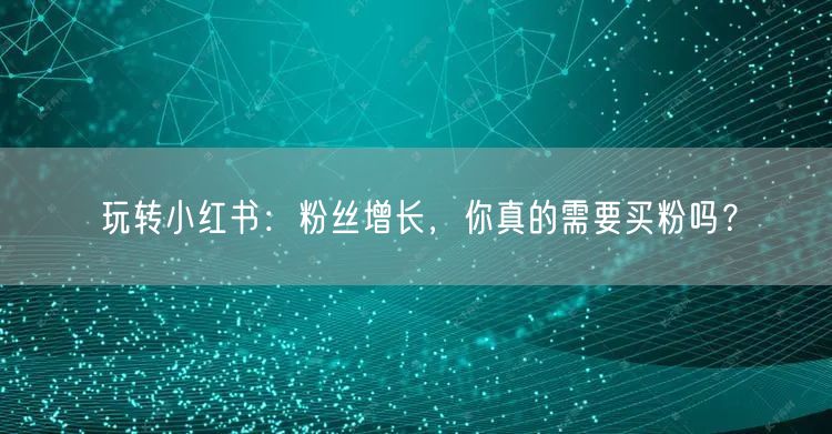 玩转小红书:粉丝增长,你真的需要买粉吗?